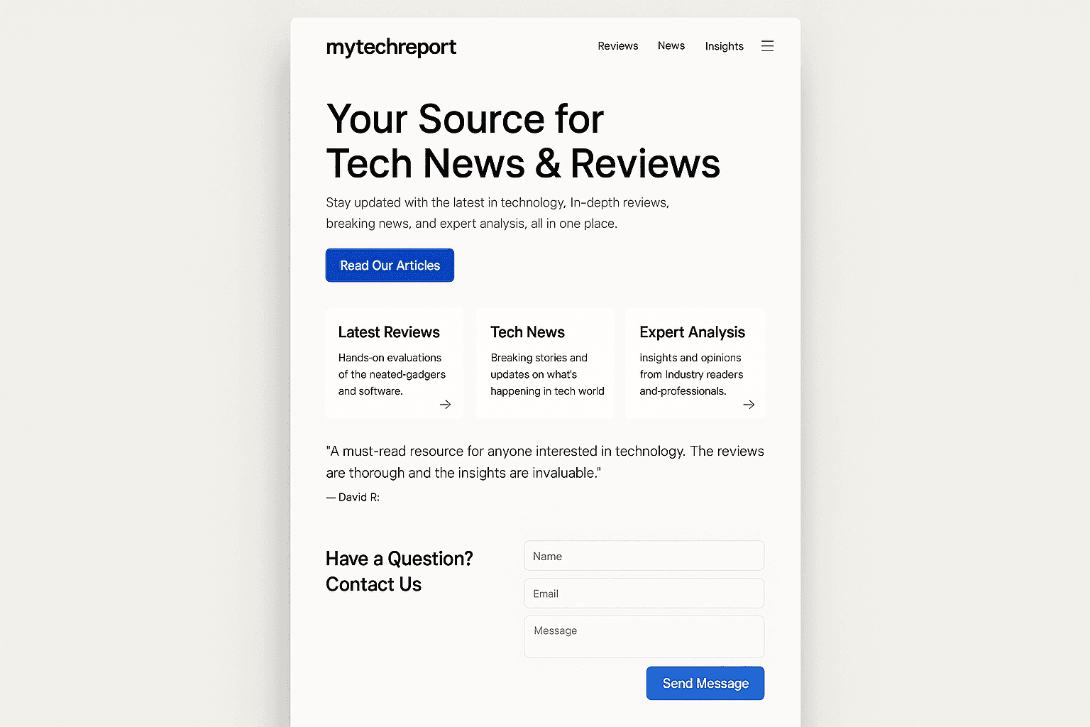 mytechreport.com website mockup